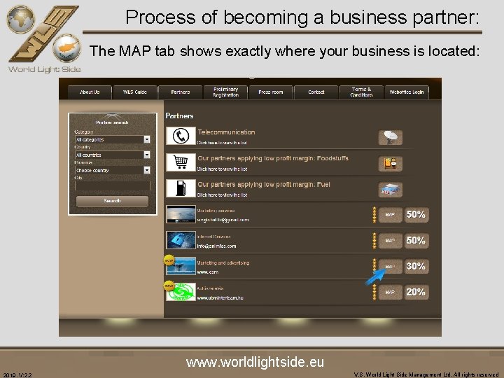 Process of becoming a business partner: The MAP tab shows exactly where your business