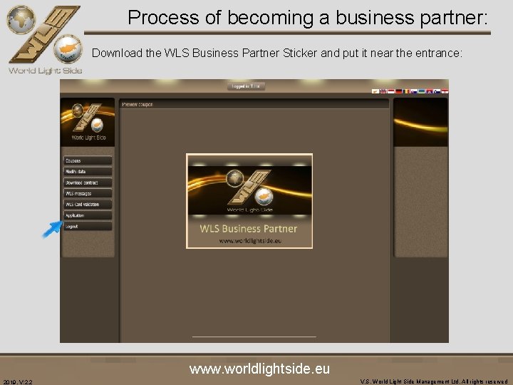 Process of becoming a business partner: Download the WLS Business Partner Sticker and put
