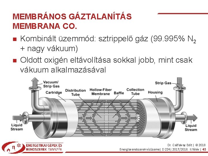 MEMBRÁNOS GÁZTALANÍTÁS MEMBRANA CO. Kombinált üzemmód: sztrippelő gáz (99. 995% N 2 + nagy