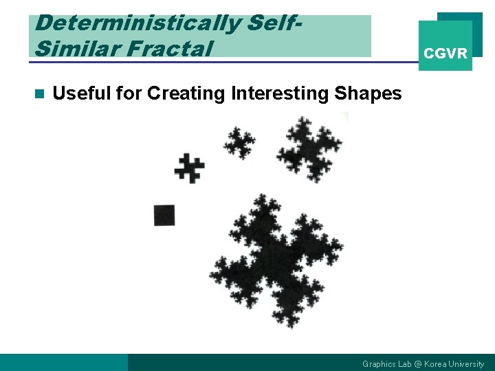 Deterministically Self. Similar Fractal n CGVR Useful for Creating Interesting Shapes Graphics Lab @