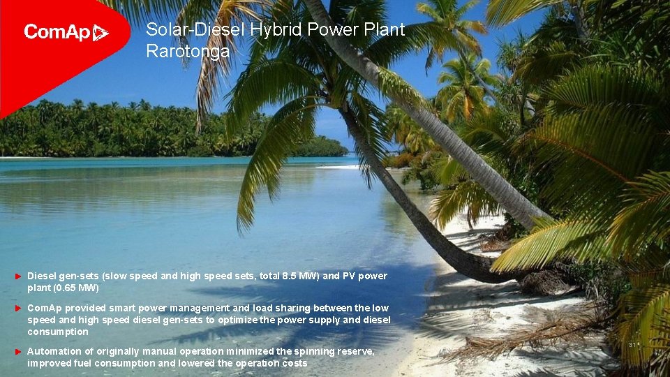 Solar-Diesel Hybrid Power Plant Rarotonga Diesel gen-sets (slow speed and high speed sets, total