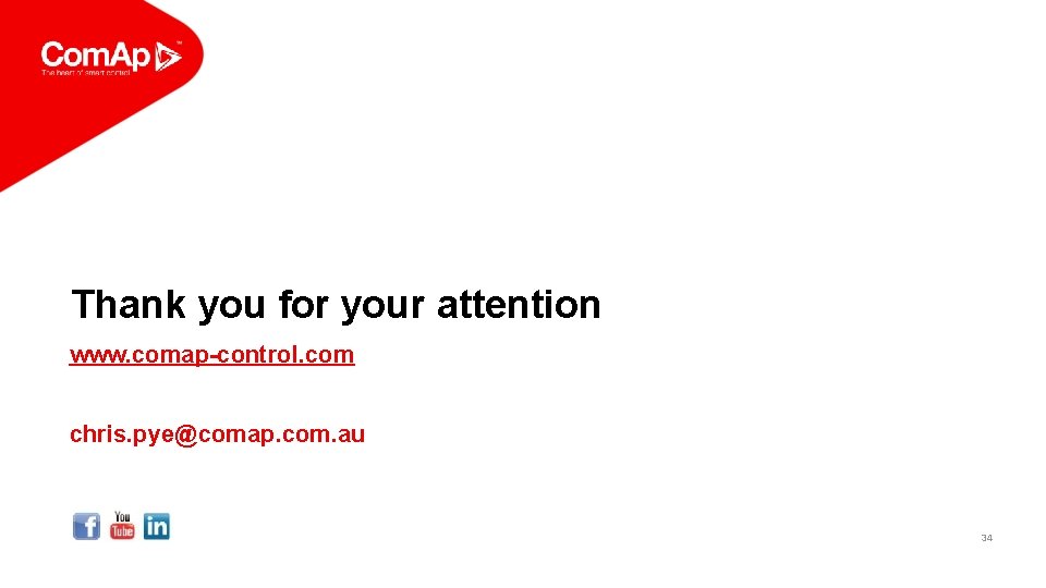 Thank you for your attention www. comap-control. com chris. pye@comap. com. au 34 