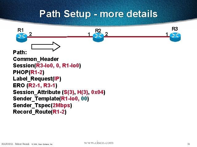 Path Setup - more details R 1 2 1 R 2 2 R 3