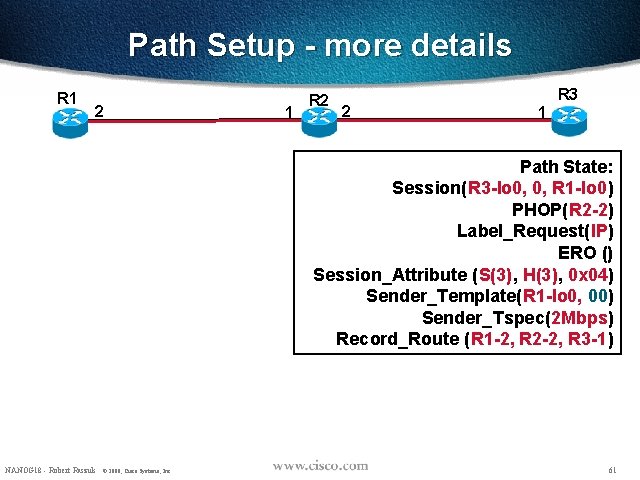 Path Setup - more details R 1 2 1 R 2 2 R 3