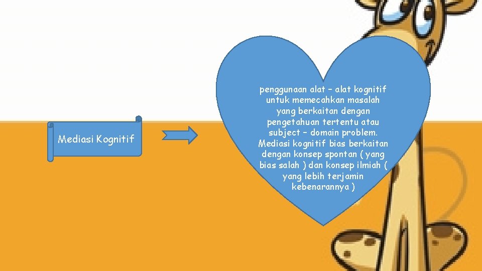 Mediasi Kognitif penggunaan alat – alat kognitif untuk memecahkan masalah yang berkaitan dengan pengetahuan