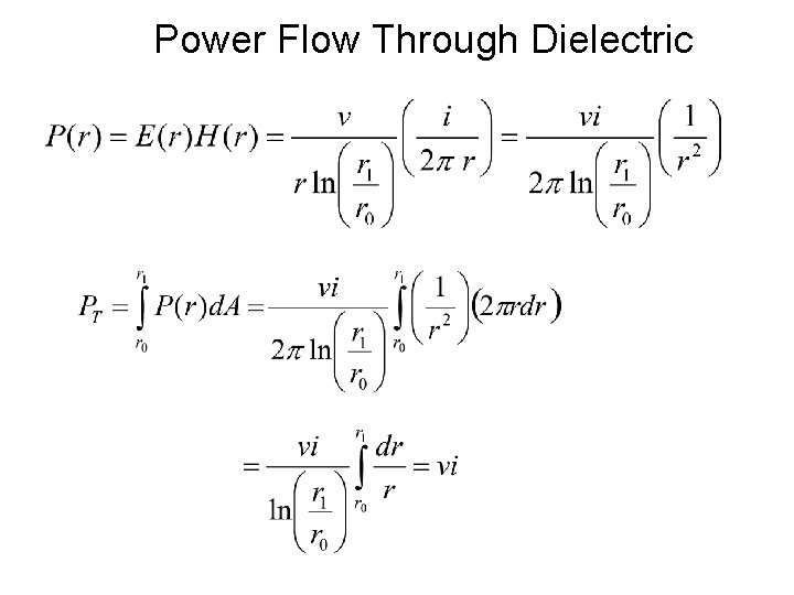 Power Flow Through Dielectric 