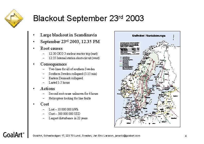 Blackout September 23 rd 2003 • • • Large blackout in Scandinavia September 23