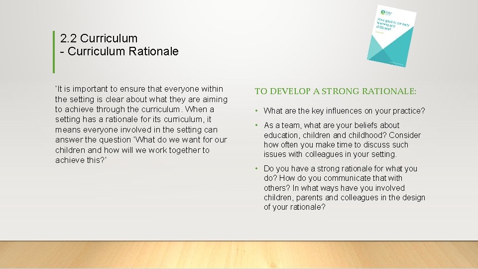 2. 2 Curriculum - Curriculum Rationale ‘It is important to ensure that everyone within