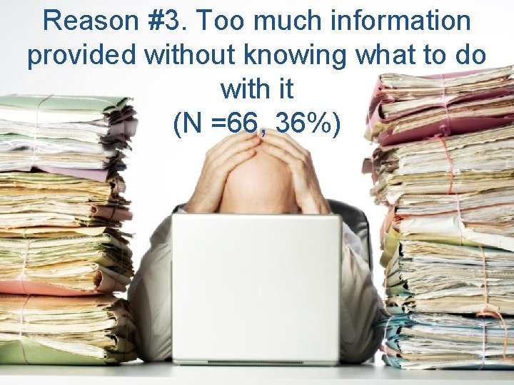Reason #3. Too much information provided without knowing what to do with it (N