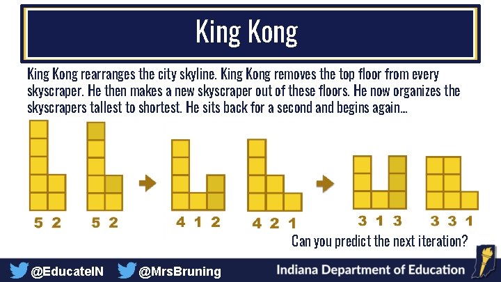 King Kong rearranges the city skyline. King Kong removes the top floor from every