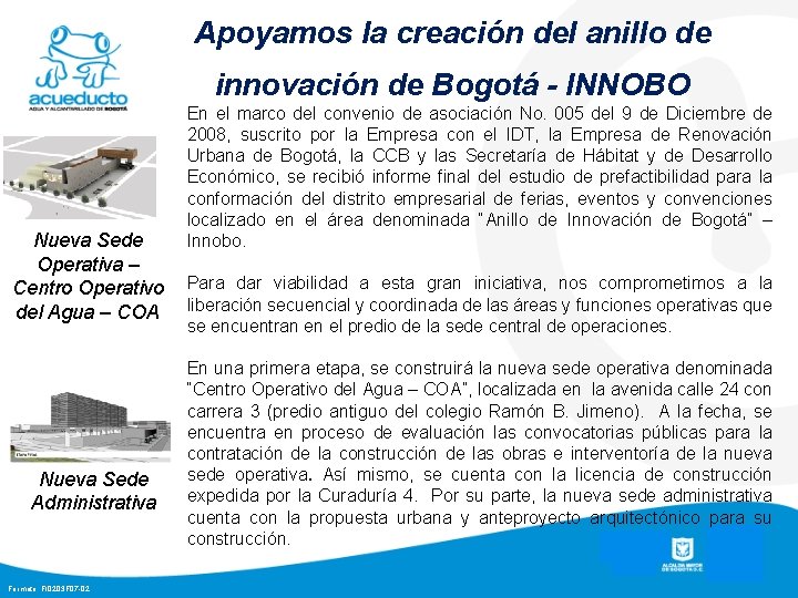 Apoyamos la creación del anillo de innovación de Bogotá - INNOBO Nueva Sede Operativa