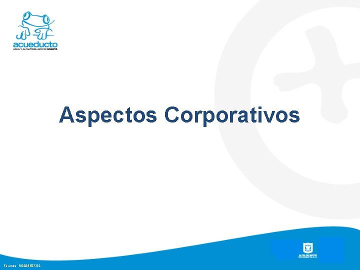 Aspectos Corporativos Formato: FI 0203 F 07 -02 