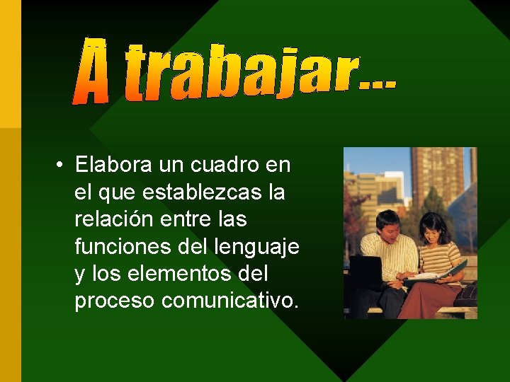  • Elabora un cuadro en el que establezcas la relación entre las funciones