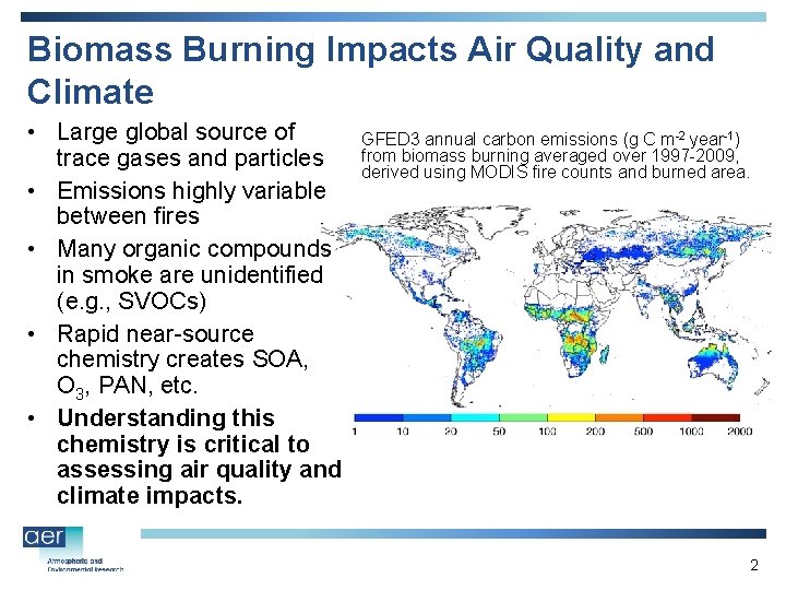 Biomass Burning Impacts Air Quality and Climate • Large global source of trace gases