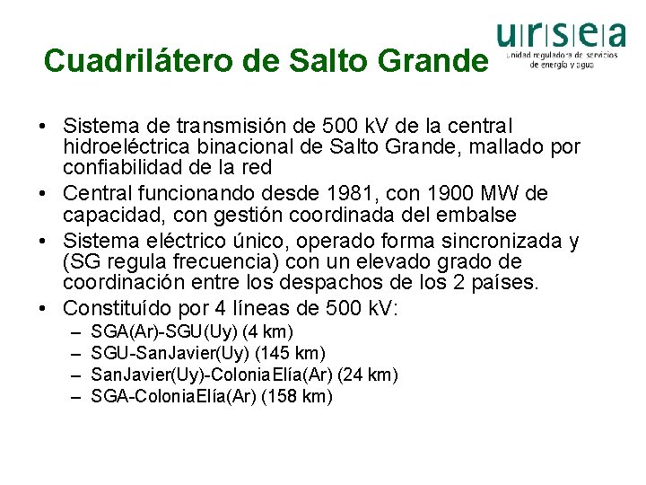 Cuadrilátero de Salto Grande • Sistema de transmisión de 500 k. V de la