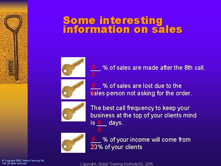 Some interesting information on sales 8 % of sales are made after the 8