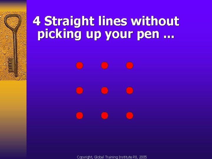 4 Straight lines without picking up your pen. . . Copyright, Global Training Institute