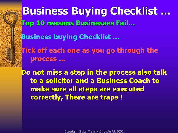 Business Buying Checklist. . . Top 10 reasons Businesses Fail… Business buying Checklist. .