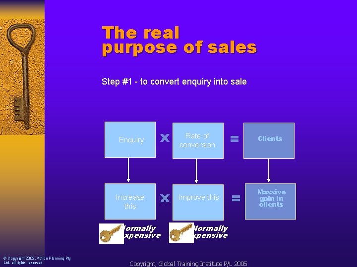 The real purpose of sales Step #1 - to convert enquiry into sale Enquiry