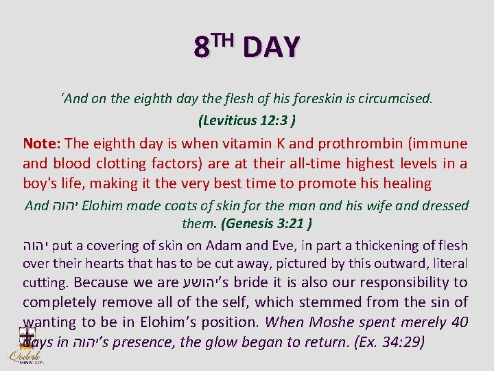 8 TH DAY ‘And on the eighth day the flesh of his foreskin is