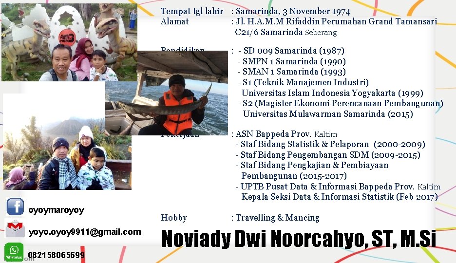 Tempat tgl lahir : Samarinda, 3 November 1974 Alamat : Jl. H. A. M.
