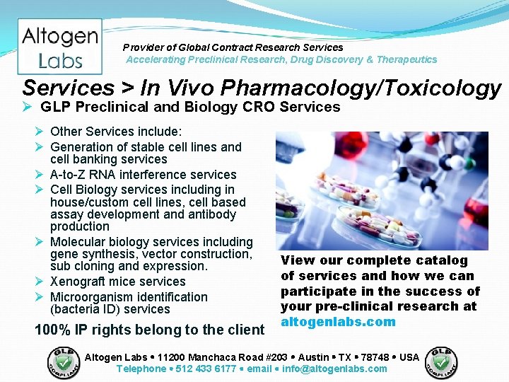 Provider of Global Contract Research Services Accelerating Preclinical Research, Drug Discovery & Therapeutics Services