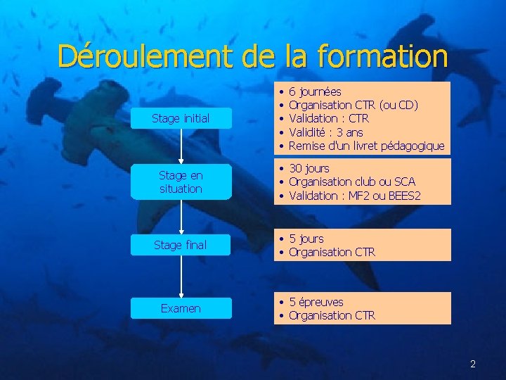 Déroulement de la formation Stage initial Stage en situation • • • 6 journées