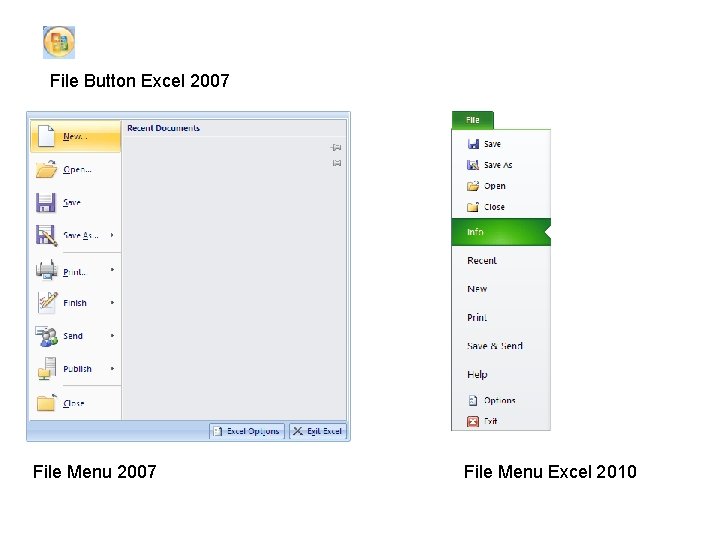 File Button Excel 2007 File Menu Excel 2010 
