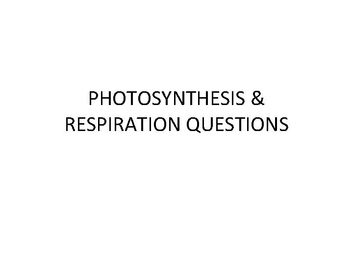 PHOTOSYNTHESIS & RESPIRATION QUESTIONS 