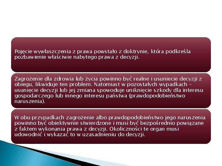 Pojęcie wywłaszczenia z prawa powstało z doktrynie, która podkreśla pozbawienie właściwie nabytego prawa z