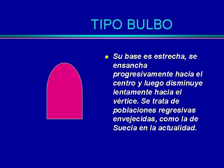 TIPO BULBO l Su base es estrecha, se ensancha progresivamente hacia el centro y