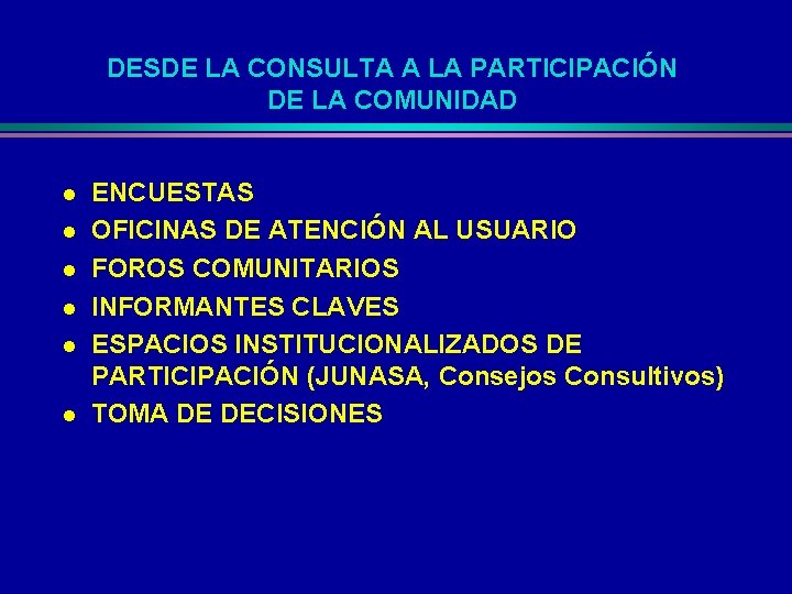 DESDE LA CONSULTA A LA PARTICIPACIÓN DE LA COMUNIDAD l l l ENCUESTAS OFICINAS