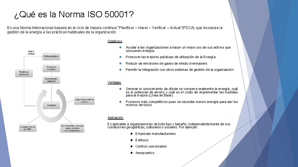 ¿Qué es la Norma ISO 50001? Es una Norma Internacional basada en el ciclo