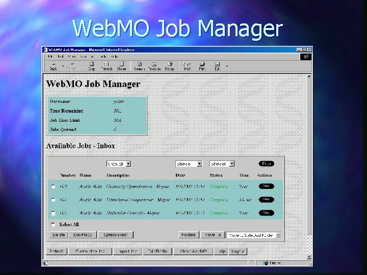 Web. MO Job Manager 