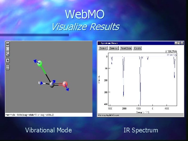 Web. MO Visualize Results Vibrational Mode IR Spectrum 