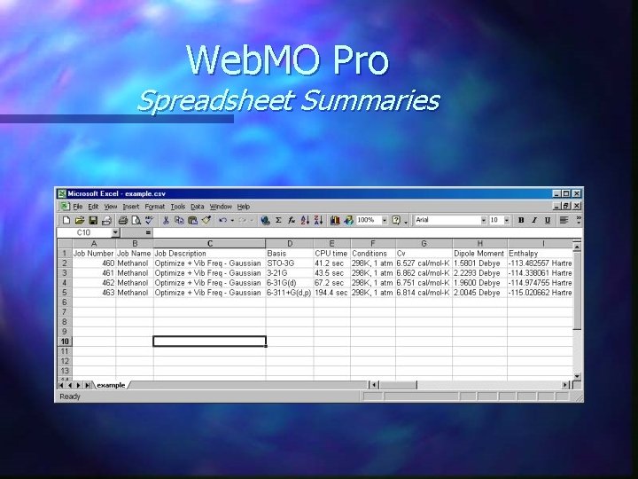 Web. MO Pro Spreadsheet Summaries 