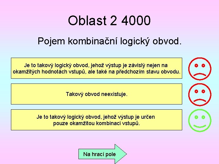 Oblast 2 4000 Pojem kombinační logický obvod. Je to takový logický obvod, jehož výstup
