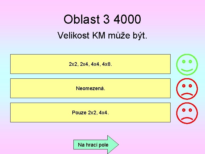 Oblast 3 4000 Velikost KM může být. 2 x 2, 2 x 4, 4