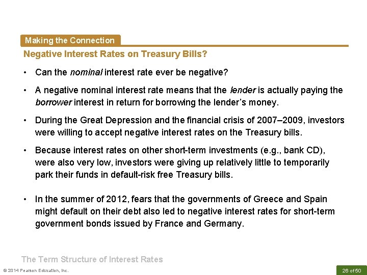 Making the Connection Negative Interest Rates on Treasury Bills? • Can the nominal interest