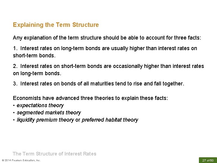 Explaining the Term Structure Any explanation of the term structure should be able to