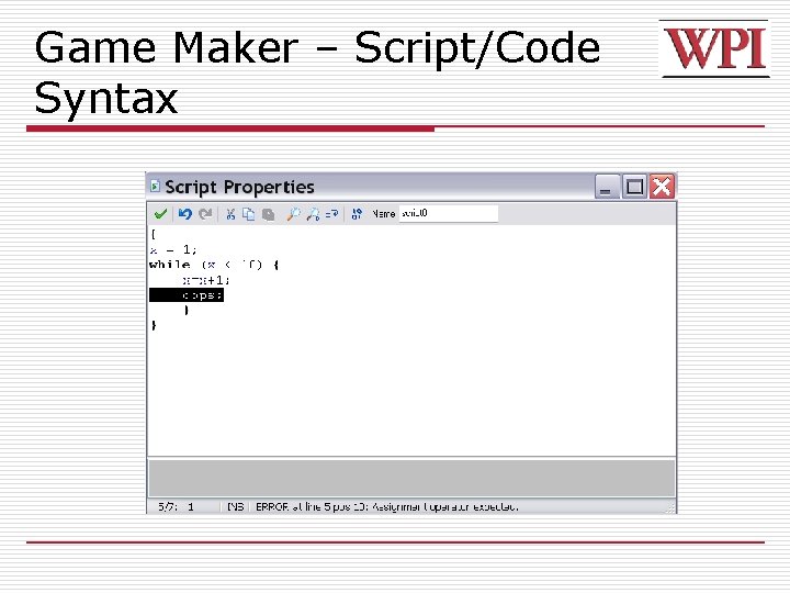 Game Maker – Script/Code Syntax 