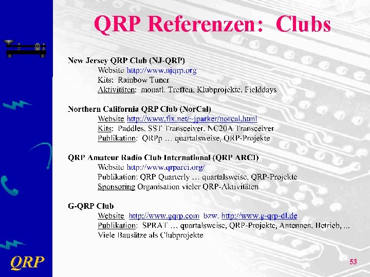 QRP Referenzen: Clubs QRP 53 