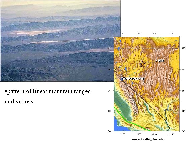  • pattern of linear mountain ranges and valleys 