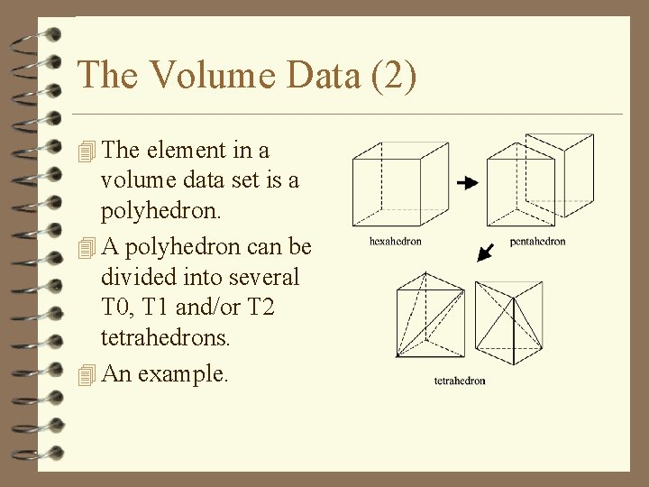 The Volume Data (2) 4 The element in a volume data set is a