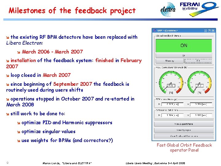 Milestones of the feedback project the existing RF BPM detectors have been replaced with