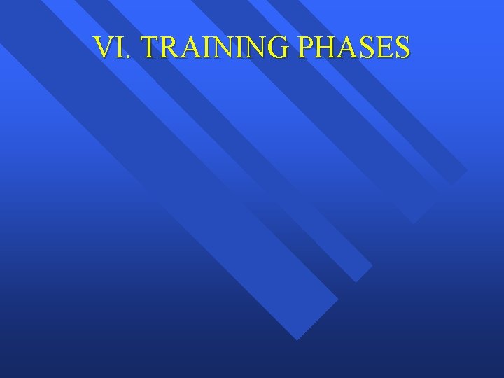 VI. TRAINING PHASES VI. TRAINING PHASES
