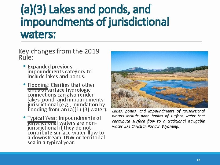 (a)(3) Lakes and ponds, and impoundments of jurisdictional waters: Key changes from the 2019