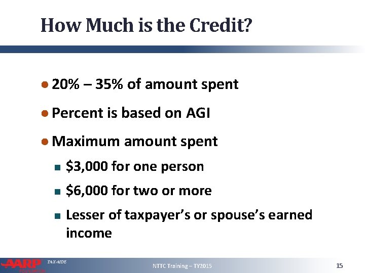 How Much is the Credit? ● 20% – 35% of amount spent ● Percent