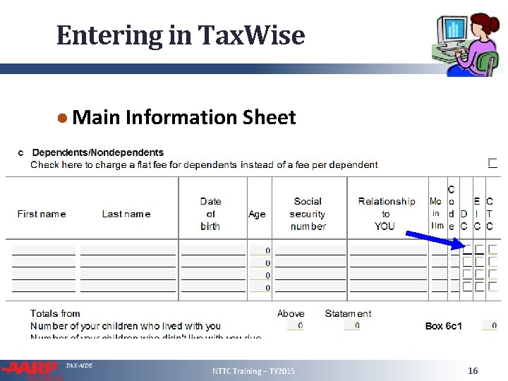 Entering in Tax. Wise ● Main Information Sheet TAX-AIDE NTTC Training – TY 2015