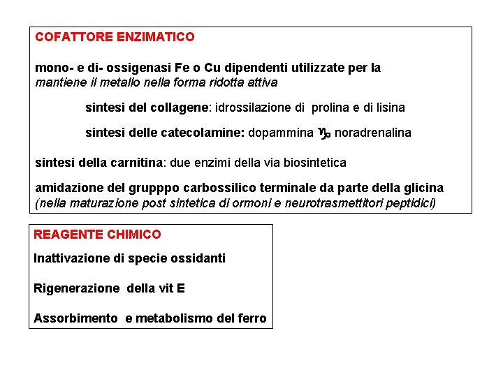 COFATTORE ENZIMATICO mono- e di- ossigenasi Fe o Cu dipendenti utilizzate per la mantiene